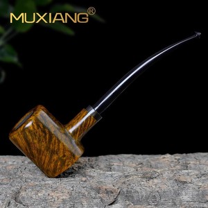 Muxiang Wood Tobacco Pipe Straight Type Solid Briarwood Filtered Men's Smoking Pipe Retro Style Gift - Product Image 1