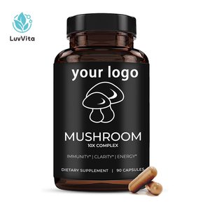 LUVVITA Suplemento Herbal <span class=keywords><strong>Natural</strong></span> Atacado 10 em 1 Complexo de Cogumelos de Alta Potência Antioxidante Suporte Imunológico 90 Cápsulas Saúde - Product Image 1