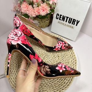 Zapatos de Mujer con Flores Rojas de 12CM, 10CM y 8CM, 2024, Tallas Grandes, Tacones de Aguja con Punta Puntiaguda, Zapatos de Tacón Alto de Moda - Product Image 2
