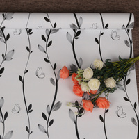 Jinyi Wallpaper Kontak Kabinet Pintu, untuk Pintu Kabinet Meja Bisbol Desain Bunga Abu-abu Hitam Putih