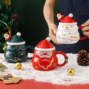 Tazas de Cerámica Navideñas al por Mayor, Taza de Cerámica de Santa Claus, Tazas para Café y Leche con Tapa y Cuchara, Lindos Regalos de Año Nuevo - Product Image 3
