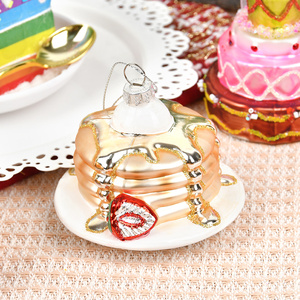 Pendentif de Noël créatif en forme de hamburger, ornements de sapin festifs en verre peint de haute qualité pour Noël - Product Image 2