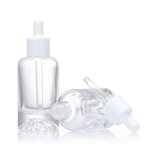 Botella de Vidrio con Gotero de Fondo <span class=keywords><strong>Volcánico</strong></span> Grueso, Venta al por Mayor, 30ml 1oz, Botellas de Vidrio de Lujo, Nuevo Estilo, Botella de Vidrio Transparente para Suero - Product Image 4