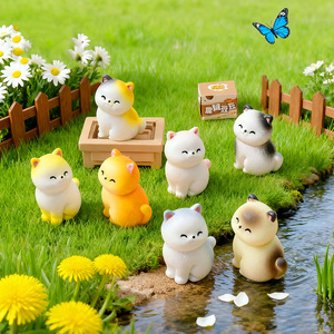 تماثيل قطط صغيرة لطيفة من الراتنج لتزيين الحدائق الخيالية، هدية للمنزل والحديقة وسلسلة مفاتيح للديكور - Product Image 2