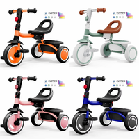 Tricycle pliable 3 en 1 pour enfants OEM, poussette en plastique avec poignée réglable, pour bébés et tout-petits de 1 à 6 ans, 3 roues, confortable et portable