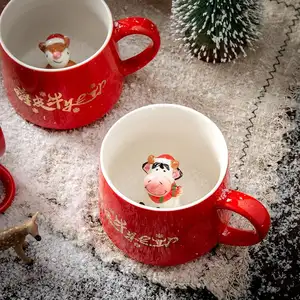 Пользовательские цвета по индивидуальному заказу Милые 3d стильные керамические кофейные чайные чашки рождественские кружки