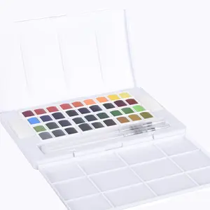 Boîte en plastique courbe de style frais 36 couleurs ensemble de peinture aquarelle solide peinture professionnelle aquarelle solide