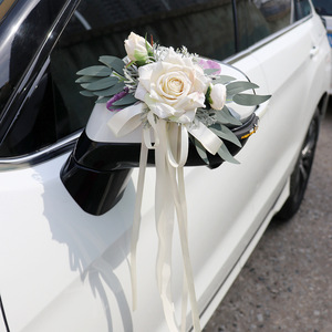Elegante Decoración Vintage Desmontable para Espejo de Coche de Boda en <span class=keywords><strong>Color</strong></span> <span class=keywords><strong>Rosa</strong></span> Empolvado, Flor Artificial con Cinta para Manija de Puerta y Respaldo de Silla - Product Image 5