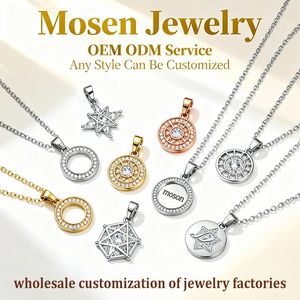 Collar <span class=keywords><strong>de</strong></span> Acero Inoxidable con Logotipo Personalizado <span class=keywords><strong>de</strong></span> Mosen Jewelry, Collar con Colgante Circular <span class=keywords><strong>de</strong></span> <span class=keywords><strong>Estrella</strong></span> <span class=keywords><strong>de</strong></span> <span class=keywords><strong>David</strong></span>, Resistente al Agua, Venta al por Mayor - Product Image 1