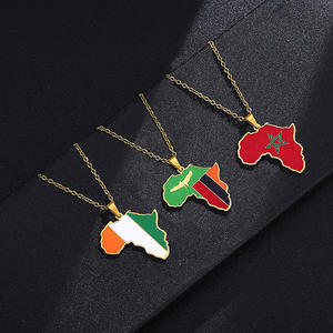 Fábrica de China, joyería de acero inoxidable, collar con colgante de <span class=keywords><strong>mapa</strong></span> de África, joyería esmaltada, collar de cadena con <span class=keywords><strong>mapa</strong></span> de país africano - Product Image 4