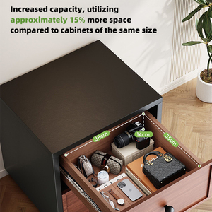 FENG LONG Mesita de Noche Moderna de Madera Negra con 1 Cajón y Gabinete de Almacenamiento para Dormitorio, 500x400x600mm - Product Image 2