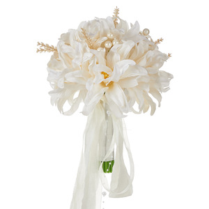 Fleur artificielle blanche pour la décoration de mariage, bouquet de mariée, rose, Saint-Valentin, fête des mères, fleurs artificielles en rose - Product Image 5