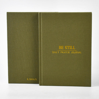 Journal relié en tissu, carnet de prières, planificateur, livre d'impression avec estampage à chaud dorée