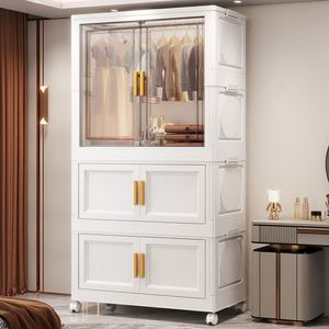Armoire de rangement pliable en plastique épaissi sur mesure à 4 niveaux de style européen pour l'organisation des collations et des jouets à la maison, utilisation en chambre - Product Image 2