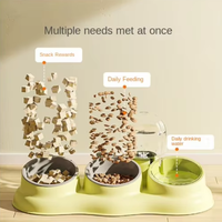 Bol pour chien et chat pliable et portable 2 en 1 avec abreuvoir automatique anti-choc en PP