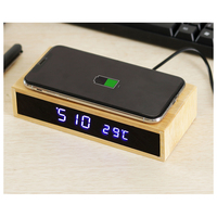 Chargeur sans fil de produits de bureau, commande vocale, horloges de Table, réveil en bambou