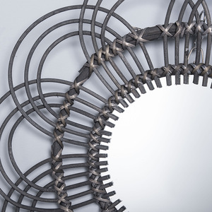 Wicker Decorative <b>Mirror</b> Round Aluminum Lens Wall <b>Hanging</b> <b>Mirror</b> For Living Room Home Decor - Product Image 3