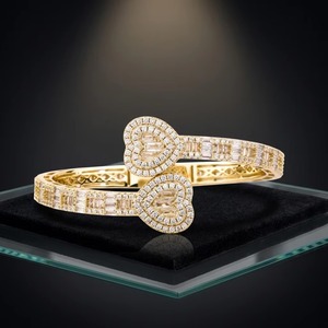 Most Selling Heart Cut Diamond Cuff <b>Bracelet</b> with 18K Gold Plated Finish Jewelry <b>for</b> <b>Women</b> Perfect <b>for</b> Bridal <b>For</b> Sale - Product Image 1