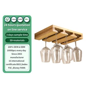 Soporte <span class=keywords><strong>de</strong></span> <span class=keywords><strong>madera</strong></span> para copas <span class=keywords><strong>de</strong></span> vino debajo del armario, estante para copas para el hogar, cocina, Bar, almacenamiento, estante elegante duradero para copas <span class=keywords><strong>de</strong></span> vino - Product Image 1