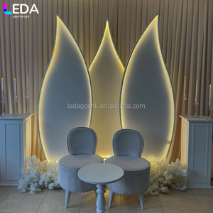 LEDA Indoor Outdoor Event Classic Modern Simple White Lotus Acrylic LED <b>Backdrop</b> for Wedding - Product Image 3