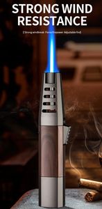 Logotipo personalizado de lujo a prueba de viento recargable Gas antorcha encendedor <span class=keywords><strong>Cocina</strong></span> Barbacoa vela Camping Jet llama recta encendedor de <span class=keywords><strong>butano</strong></span> - Product Image 2