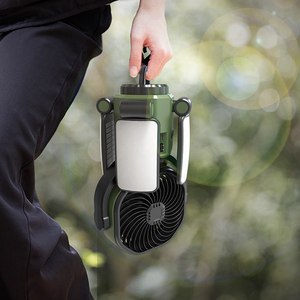 Portable Camping Fan F6611 with Solar Engine <b>Rechargeable</b> Ceiling Fan with <b>Light</b> Foldable Oscillating 4 Wind Speed Brushless - Product Image 5