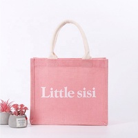 Sacs de transport pliables de luxe en jute rose personnalisés, écologiques et recyclables, pour la boutique, les souvenirs de mariage et les cadeaux