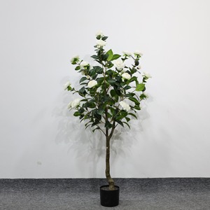 Luxury Artificial Camellia Flower <b>Tree</b> with Natural Trunk Home Wedding Decor - Product Image 1