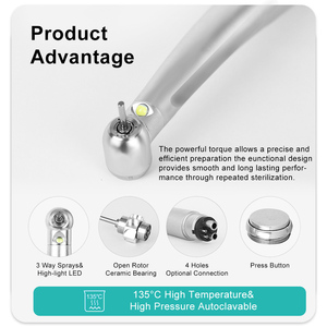 프리미엄 치과용 고속 LED 핸드피스 구강수술용 2 홀/4 홀-세라믹 베어링 및 저소음 작동 - Product Image 6