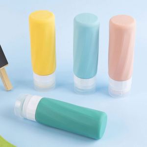 Kit de voyage écologique anti-fuite approuvé avec logo personnalisé, 90 ml, quatre pièces, flacons de toilette en silicone rechargeables pour avion - Product Image 1