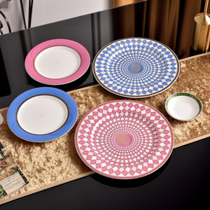 Wholesale 28-pcs Tessellation Geometric Pattern Porcelain Bone China Dinnerware <b>Sets</b> Dishwasher Safe Utensils Kit-Plant Design - Product Image 2