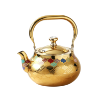 Bouilloire à thé arabe FLEY vintage en émail floral en acier inoxydable, compatible gaz et induction, pour la préparation quotidienne du thé à la maison