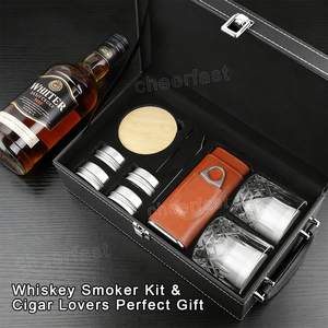 Kit de fumage pour whisky avec verres, moule à glaçons sphériques en silicone, étui à cigares en cuir PU, copeaux de bois et cheminée en bois pour <span class=keywords><strong>le</strong></span> voyage - Product Image 6