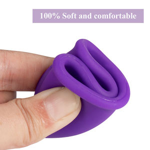 ถ้วยอนามัยยี่ห้อ Brand Lady Cup ทำจากซิลิโคนเกรดทางการแพทย์ ใช้ซ้ำได้ พับเก็บได้ นุ่มสบาย สีชมพู/ม่วง กล่องของขวัญ บรรจุภัณฑ์แบบกำหนดเอง ขายส่ง - Product Image 6