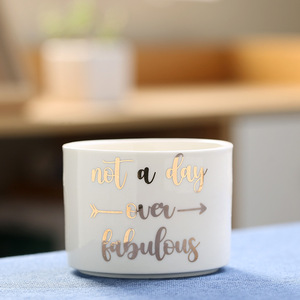 Pot de fleurs rond en céramique blanche pour plantes succulentes avec plateau en bambou et trou de drainage pour cactus - Product Image 6