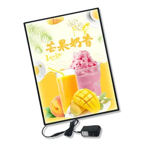 LED Acrylic Advertising Light Frame Custom A2 Model 12V Power Consumption A4 Size Indoor Photo Sign Lightweight Glass Front