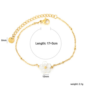 Flower Charm <b>Bracelet</b> Gold Chain White <b>Shell</b> Blossom Women's Jewelry Fashion Accessory - Product Image 5