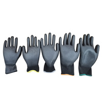 Guantes de Seguridad Antiestáticos de Nailon Blanco, Gris y Negro con Recubrimiento de PU, Dedos Recubiertos, Libres de Polvo, No Desechables, Antideslizantes