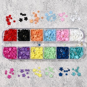 MAFANAILS Bijoux pour ongles français 3D, 12 grilles, fleurs à cinq pétales colorées, perles en acier doré et argenté, résine métallique, DIY pour ongles - Product Image 6