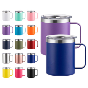 High Quality 10 OZ 18/8 Stainless Steel <b>Double</b> <b>Wall</b> Insulated Eco-Friendly BPA Free Travel Mug Colorful Handle Tumbler - Product Image 1