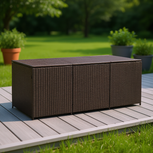 Box portaoggetti da esterno marrone 70.9x35.4x27.6 pollici in polyrattan impermeabile - Product Image 2
