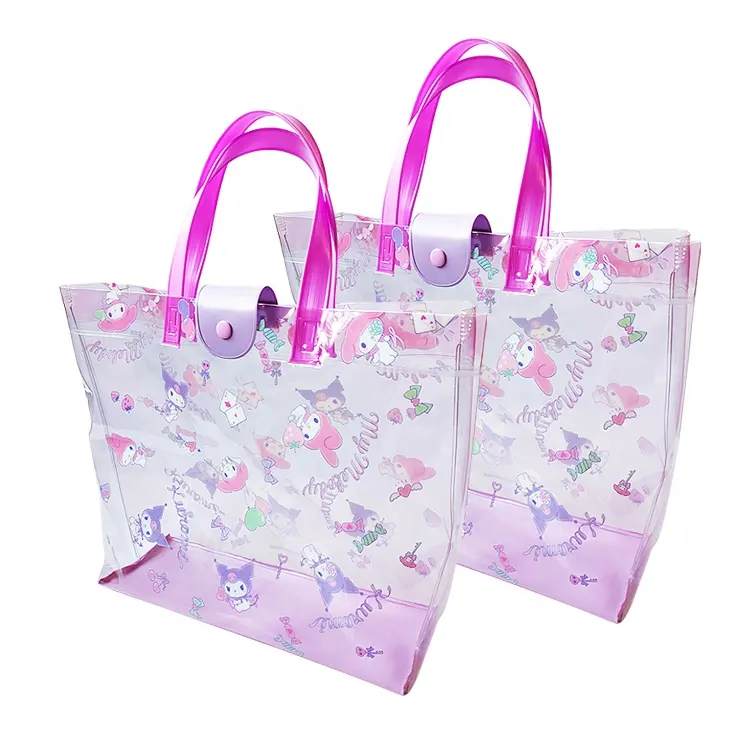 New Custom portable designers cute cartoon deep clear purple luxury handbag kids tote bag for kids girls