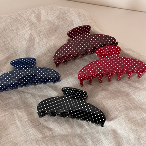 French Retro Polka Dot <strong>Hair</strong> Claw Large Red Blue Black <strong>Burgundy</strong> Updo Clip Instagram Fashion <strong>Hair</strong> <strong>Accessories</strong> - Product Image 4