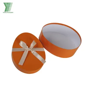 Coperchio e fondo carino piccola scatola di imballaggio ovale decorativa per cioccolato scatola a forma di uovo di cartone personalizzata in due pezzi con nastro