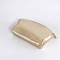 Organisateur de toilette élégant en similicuir or champagne, trousse de beauté autoportante à clapet pour sac à main de soirée pour femmes