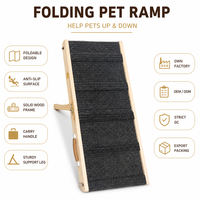 Rampe pliante moderne pour animaux de compagnie, structure en bois massif, surface antidérapante en tapis, poignée de transport portable, pieds de support robustes, pour chiens et chats, personnalisable