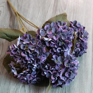 Hydrangea artificielle en soie, couleur quatre saisons, style américain, imprimé en 3D, décoration de mariage, anti-UV, décoration extérieure, décoration intérieure, 5 têtes - Product Image 6