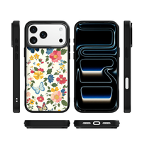 Coque de téléphone AG Feeling Black Edge avec motif papillon doré et fleurs pour iPhone 17, 17 Pro Max, 16 Pro, 15 – Coque magnétique