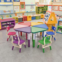 Ensemble de table et de chaise pour enfants, mobilier scolaire triangulaire moderne en alliage d'aluminium réglable, haute performance et prix abordable