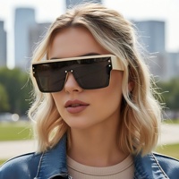 Kacamata Hitam Bingkai Besar Satu Bagian untuk Pria Wanita, Bingkai Persegi Stylish Oversize, Kacamata Matahari UV400, Gaya Jalanan Serbaguna 2026